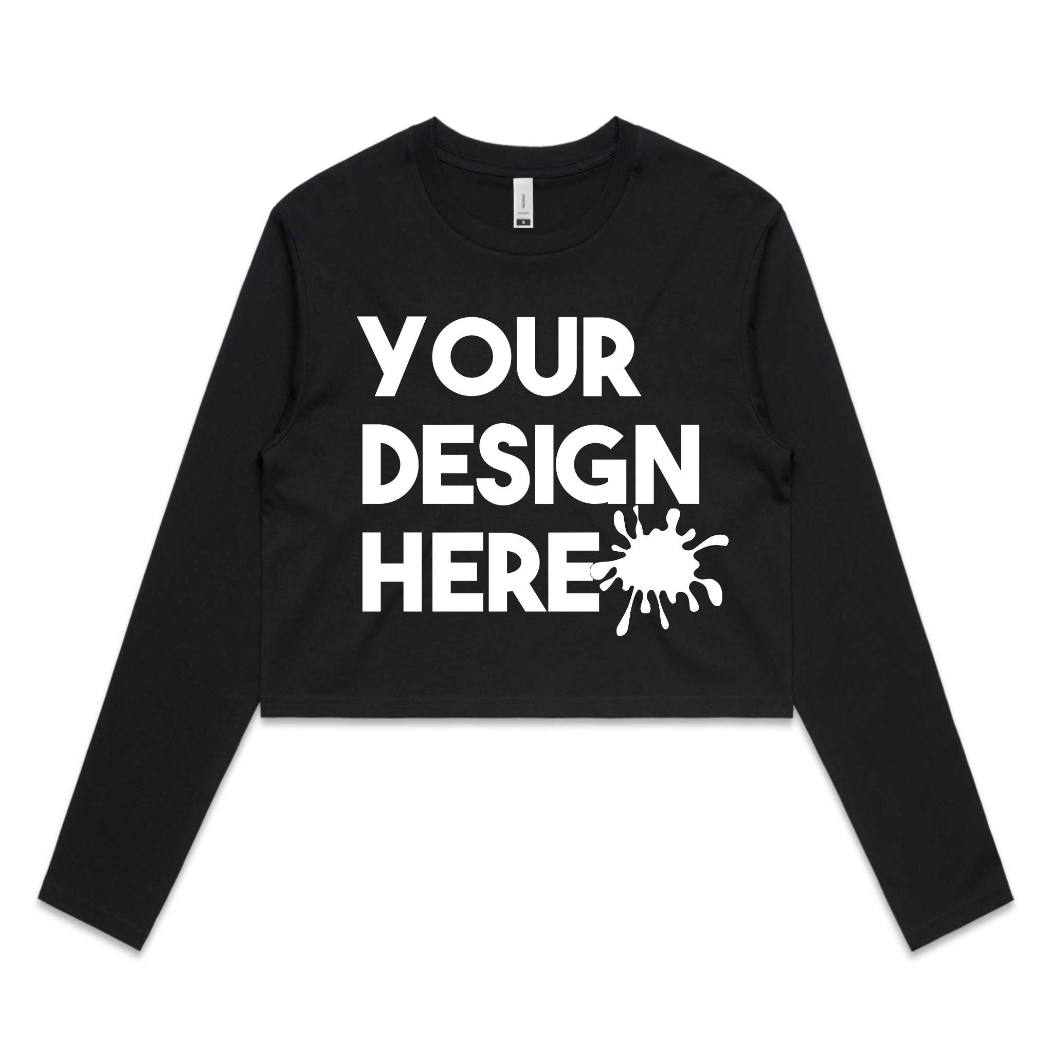 WOMENS LONG SLEEVE CROPPED CUSTOM T SHIRT