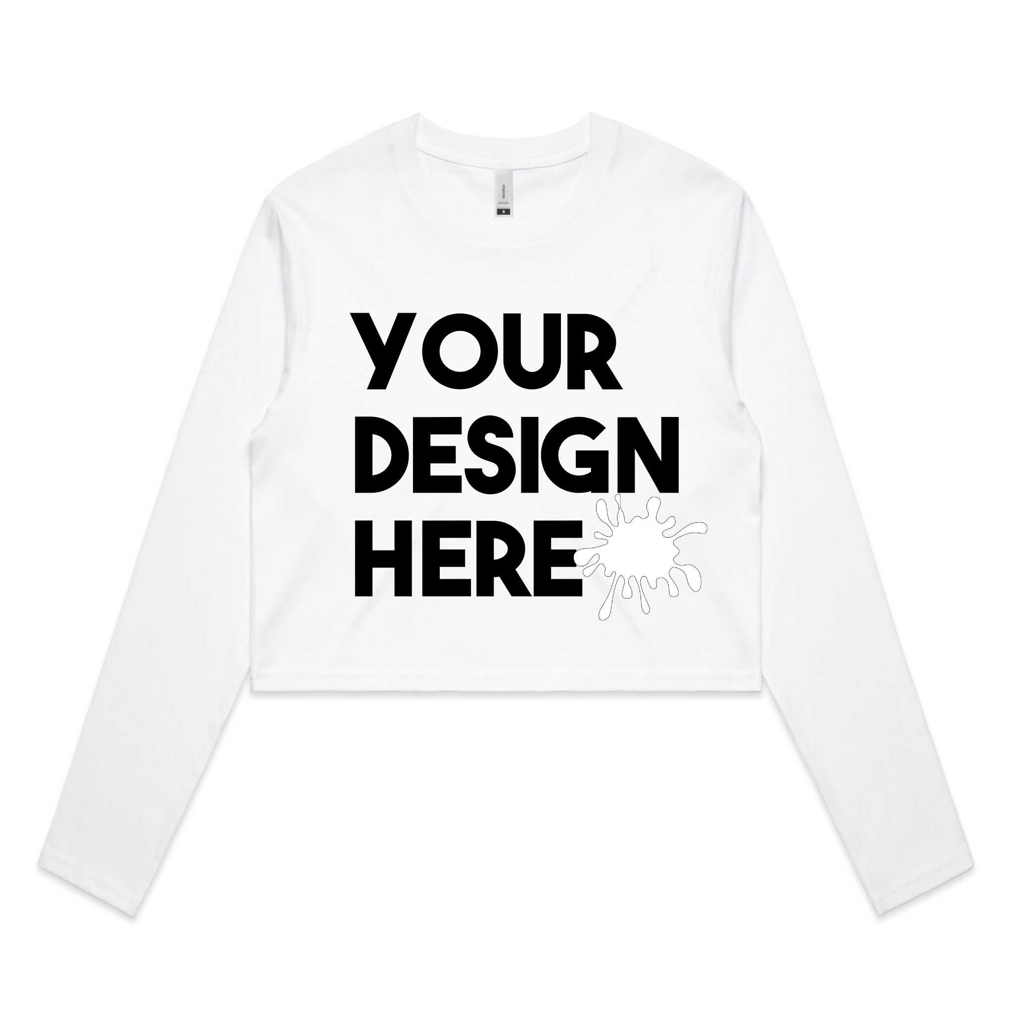 WOMENS LONG SLEEVE CROPPED CUSTOM T SHIRT